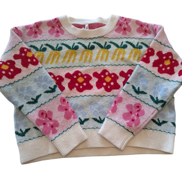 Dreamers by Debut Cropped Style Multi Colour Patterned Sweater - Picture 8 of 13